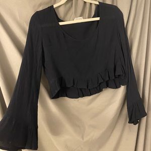 Long bell bottoms sleeves crop shirt